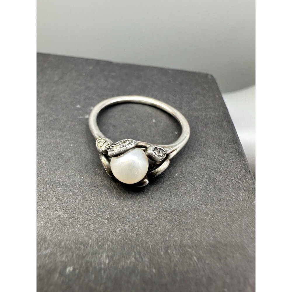 Authentic Pandora S925 ALE Luminous Leaves Pearl Ring Sz 9